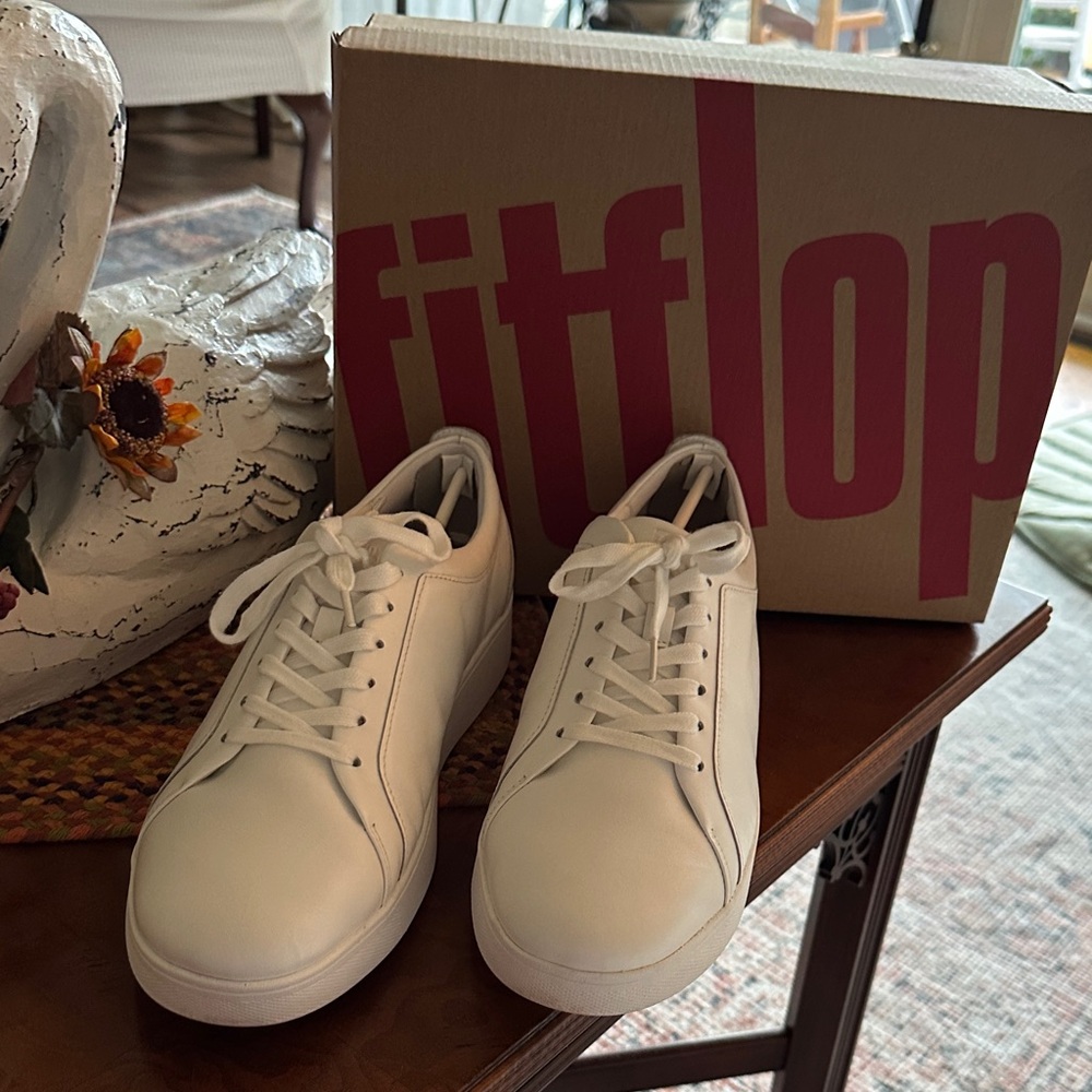 Fit Flop Rally Leather Sneakers Urban White Size 10